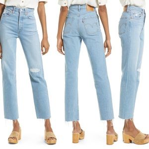 Levi’s Ribcage Ripped High Waist Ankle Straight Leg Jeans